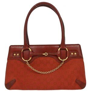 Gucci Red Canvas GG Horsebit Handbag 114013 002058 177580